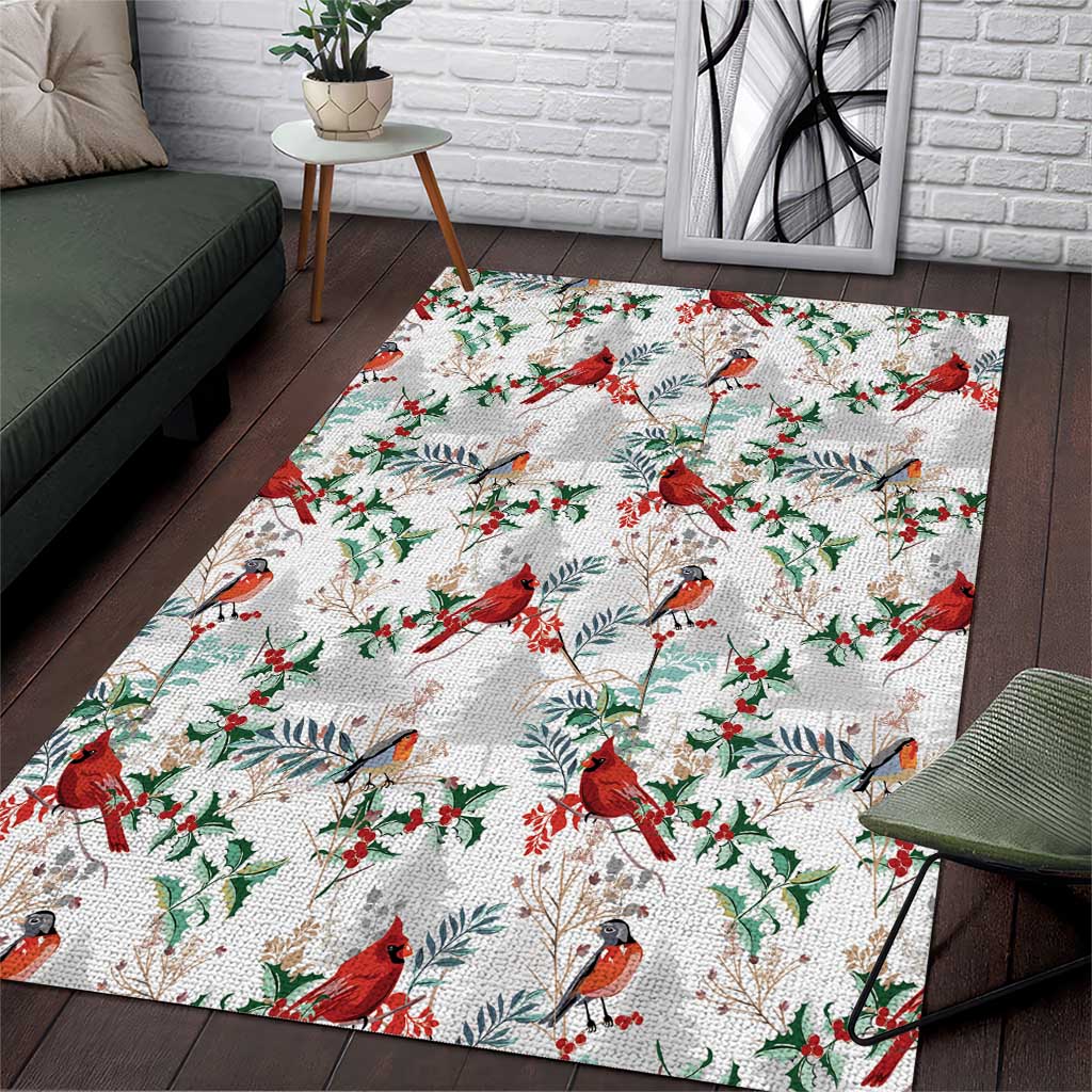 Cardinal Christmas White Area Rug Xmas Pattern - Wonder Print Shop