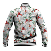 Cardinal Christmas White Baseball Jacket Xmas Pattern - Wonder Print Shop
