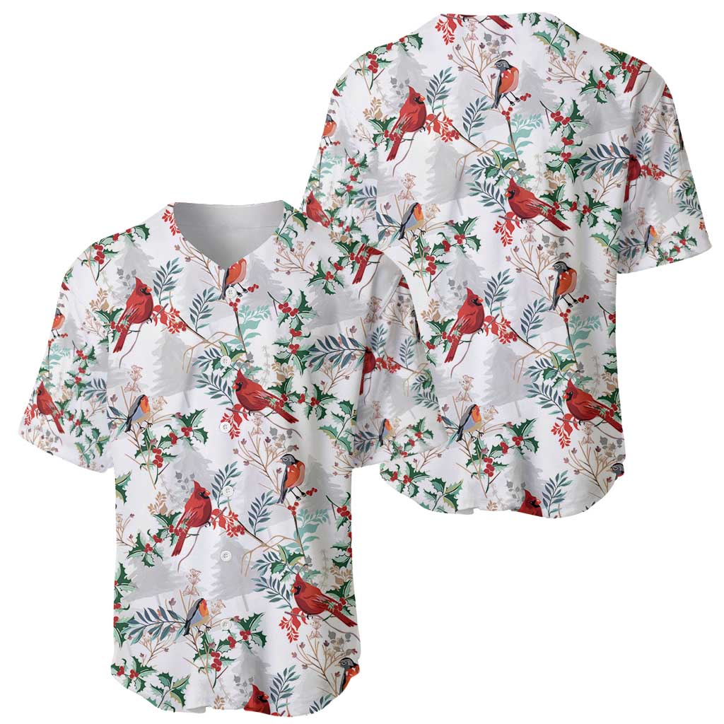Cardinal Christmas White Baseball Jersey Xmas Pattern - Wonder Print Shop