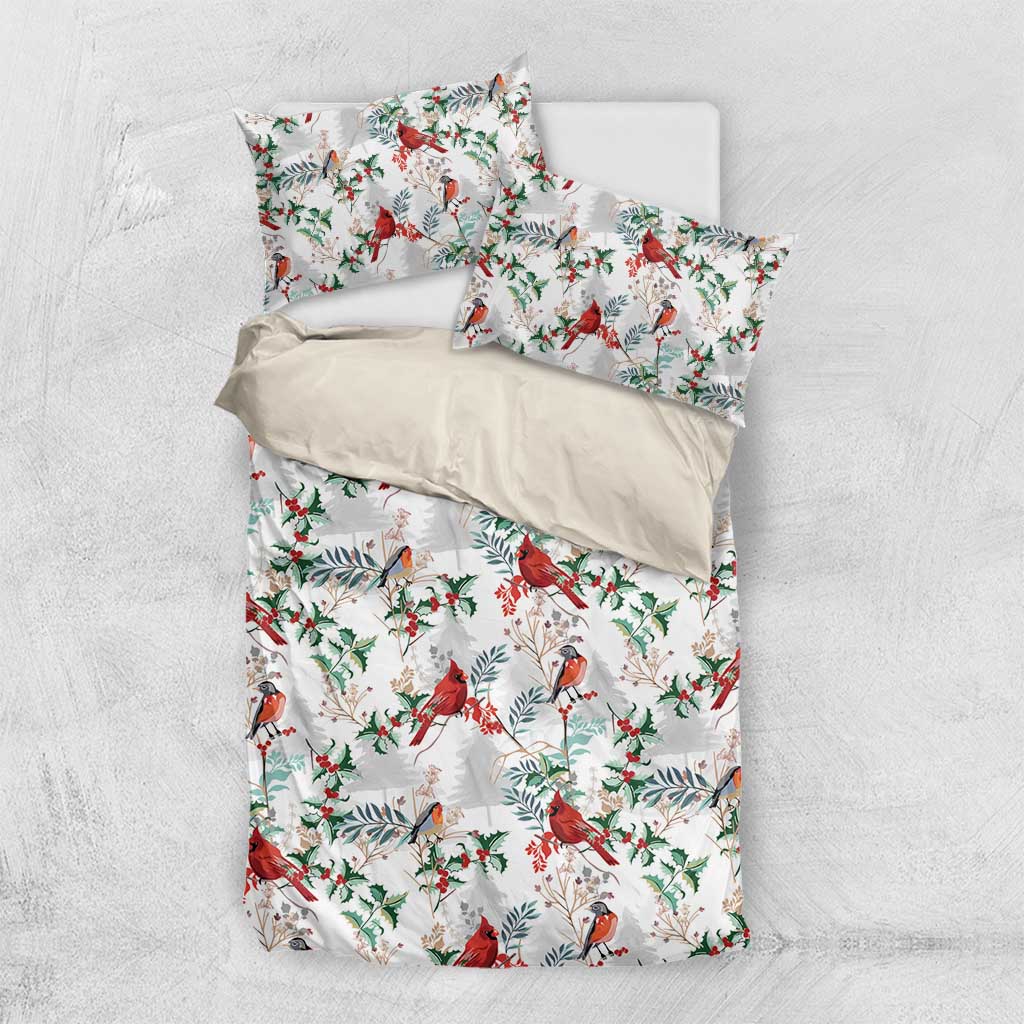 Cardinal Christmas White Bedding Set Xmas Pattern - Wonder Print Shop