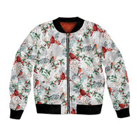 Cardinal Christmas White Bomber Jacket Xmas Pattern - Wonder Print Shop