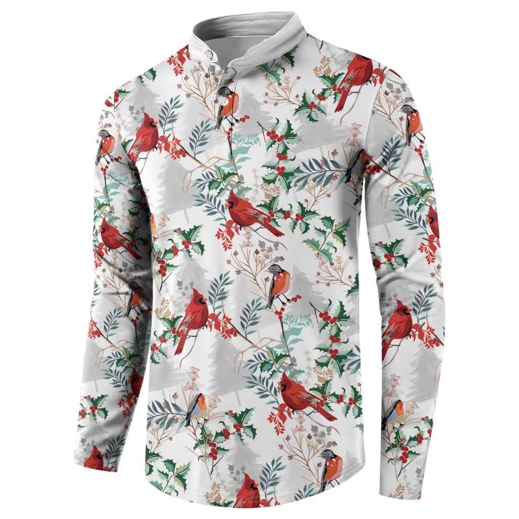 Cardinal Christmas White Button Sweatshirt Xmas Pattern - Wonder Print Shop