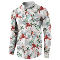 Cardinal Christmas White Button Sweatshirt Xmas Pattern - Wonder Print Shop