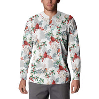 Cardinal Christmas White Button Sweatshirt Xmas Pattern - Wonder Print Shop