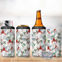 Cardinal Christmas White 4 in 1 Can Cooler Tumbler Xmas Pattern - Wonder Print Shop