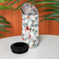 Cardinal Christmas White 4 in 1 Can Cooler Tumbler Xmas Pattern - Wonder Print Shop