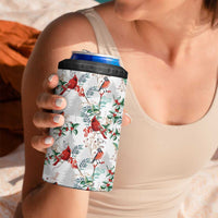 Cardinal Christmas White 4 in 1 Can Cooler Tumbler Xmas Pattern - Wonder Print Shop
