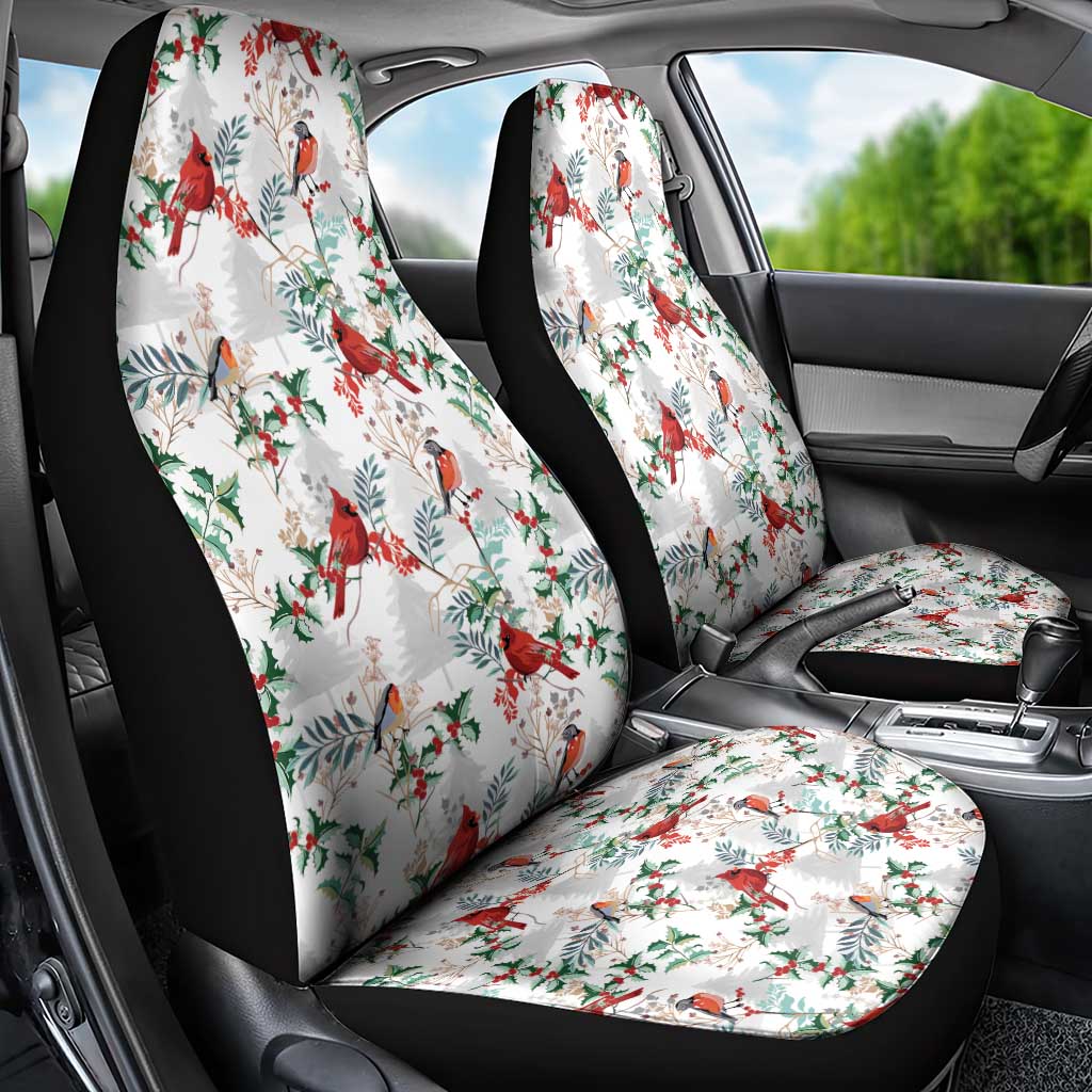 Cardinal Christmas White Car Seat Cover Xmas Pattern - Wonder Print Shop