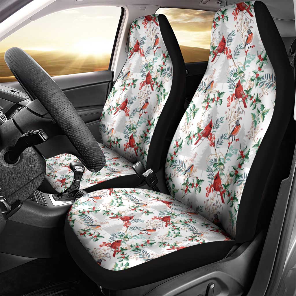 Cardinal Christmas White Car Seat Cover Xmas Pattern - Wonder Print Shop