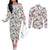 Cardical Christmas White Couples Matching Off The Shoulder Long Sleeve Dress and Long Sleeve Button Shirt Xmas Pattern