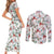 Cardinal Christmas White Couples Matching Short Sleeve Bodycon Dress and Long Sleeve Button Shirt Xmas Pattern - Wonder Print Shop