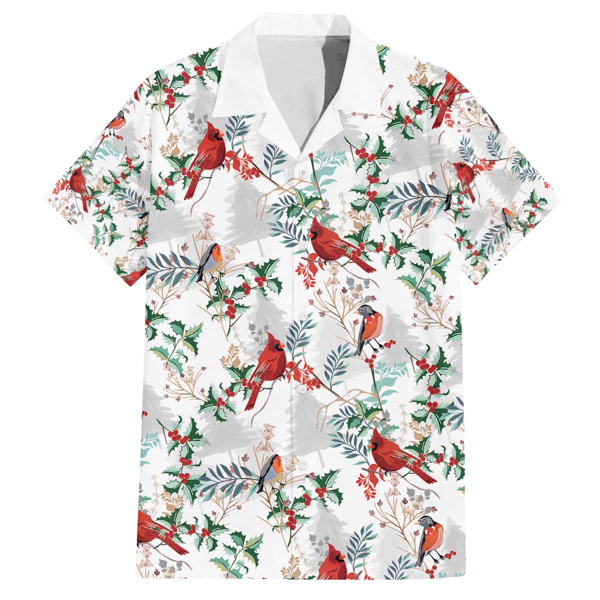Cardinal Christmas White Family Matching Off The Shoulder Long Sleeve Dress and Hawaiian Shirt Xmas Pattern - Wonder Print Shop