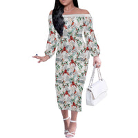 Cardinal Christmas White Family Matching Off The Shoulder Long Sleeve Dress and Hawaiian Shirt Xmas Pattern - Wonder Print Shop