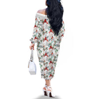 Cardinal Christmas White Family Matching Off The Shoulder Long Sleeve Dress and Hawaiian Shirt Xmas Pattern - Wonder Print Shop