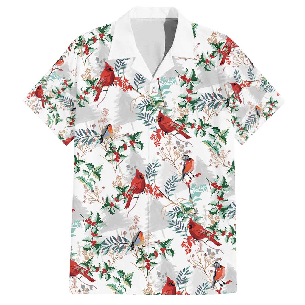 Cardinal Christmas White Family Matching Off Shoulder Maxi Dress and Hawaiian Shirt Xmas Pattern - Wonder Print Shop