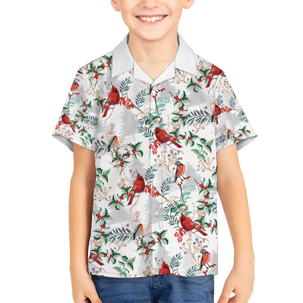 Cardinal Christmas White Family Matching Off Shoulder Maxi Dress and Hawaiian Shirt Xmas Pattern - Wonder Print Shop