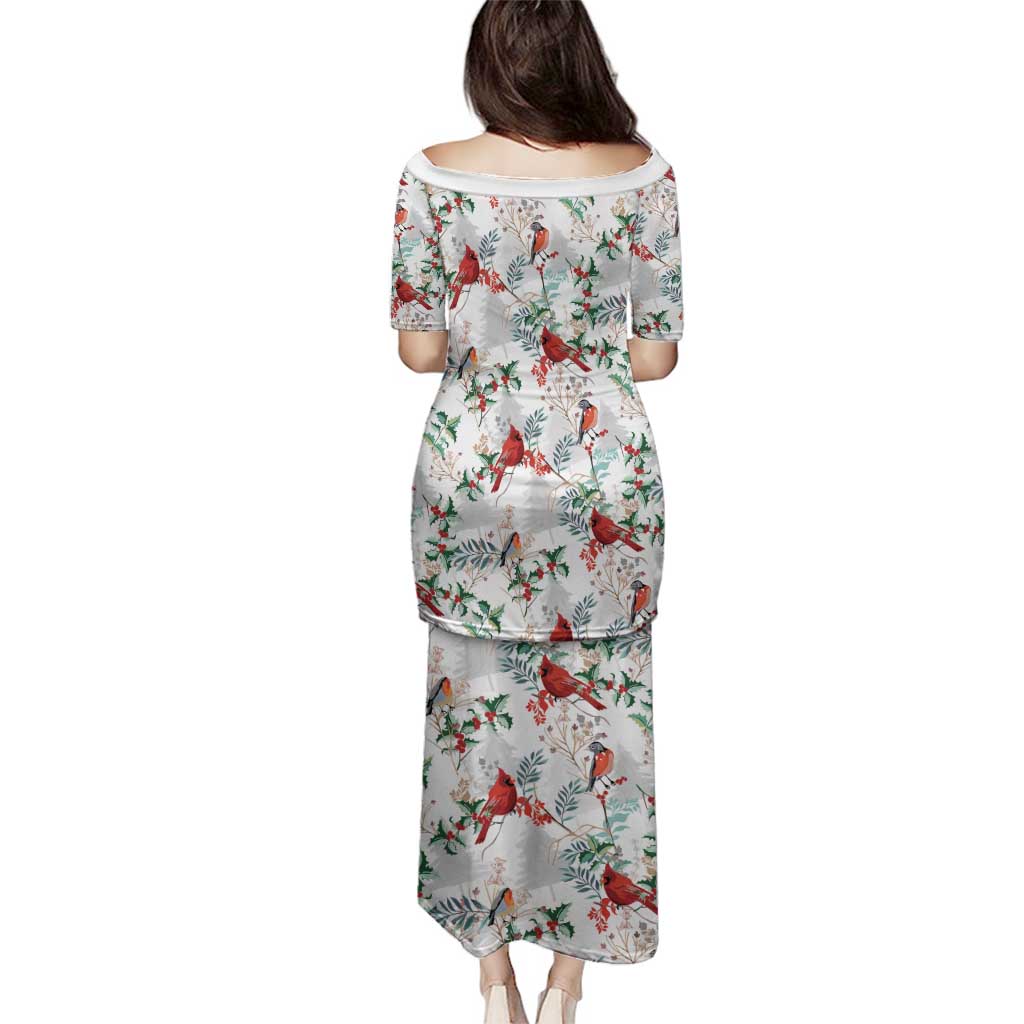 Cardinal Christmas White Family Matching Puletasi and Hawaiian Shirt Xmas Pattern - Wonder Print Shop