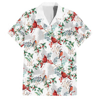 Cardinal Christmas White Family Matching Short Sleeve Bodycon Dress and Hawaiian Shirt Xmas Pattern - Wonder Print Shop