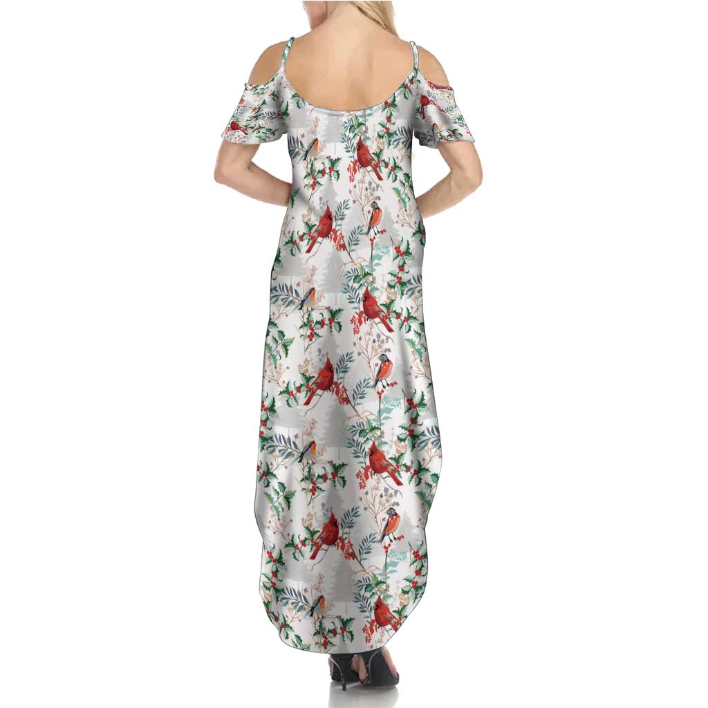 Cardinal Christmas White Family Matching Summer Maxi Dress and Hawaiian Shirt Xmas Pattern - Wonder Print Shop