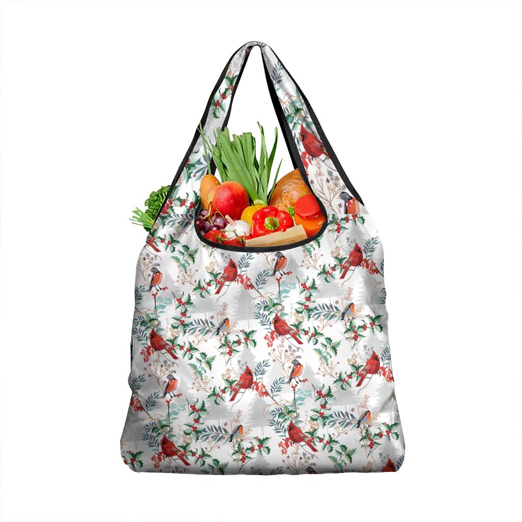 Cardinal Christmas White Grocery Bag Xmas Pattern