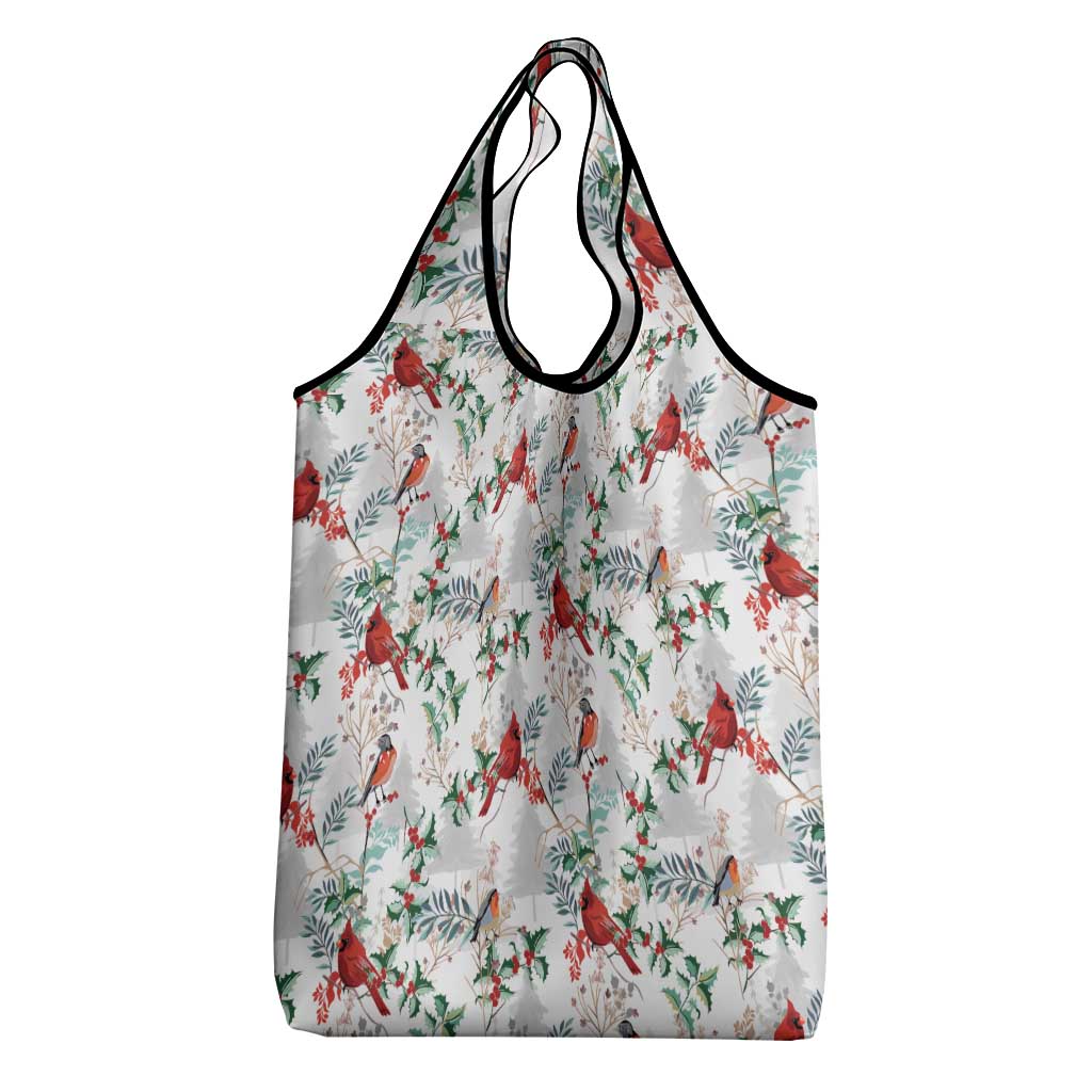 Cardinal Christmas White Grocery Bag Xmas Pattern