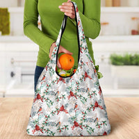 Cardinal Christmas White Grocery Bag Xmas Pattern