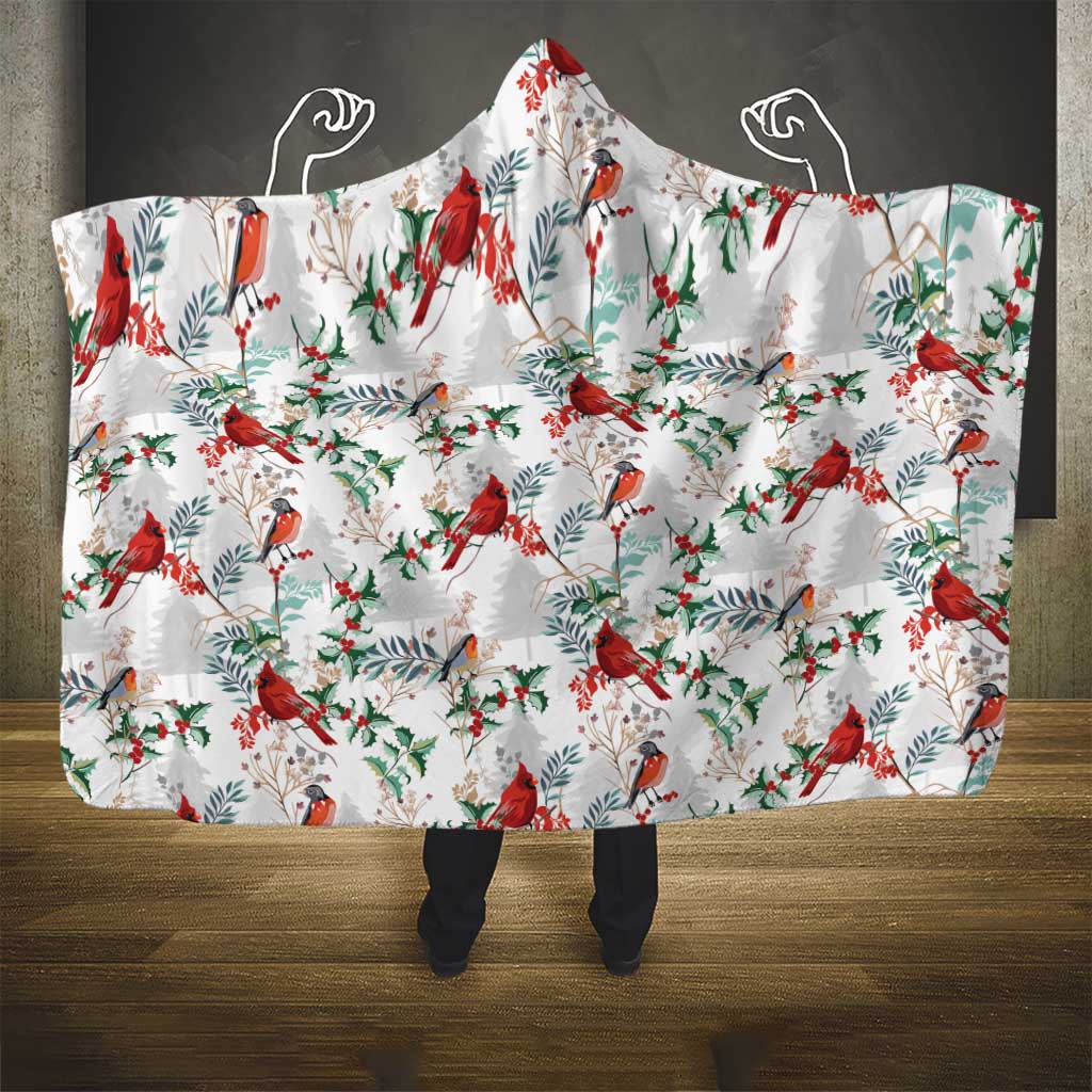 Cardical Christmas White Hooded Blanket Xmas Pattern