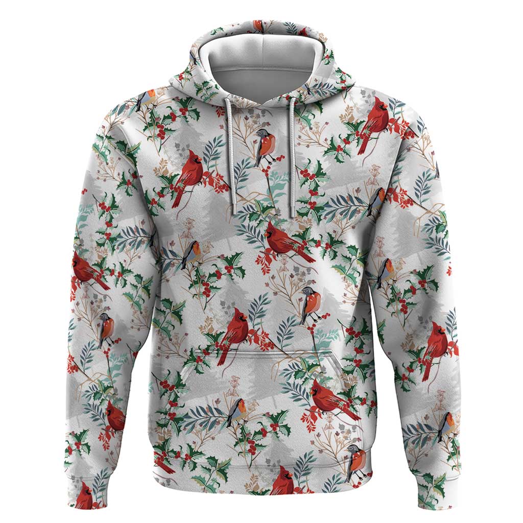 Cardinal Christmas White Hoodie Xmas Pattern - Wonder Print Shop