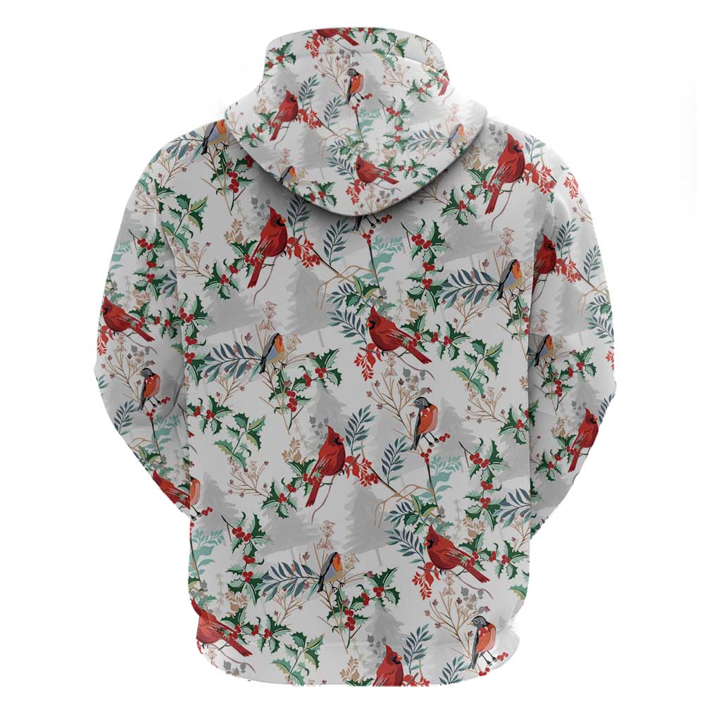 Cardinal Christmas White Hoodie Xmas Pattern - Wonder Print Shop