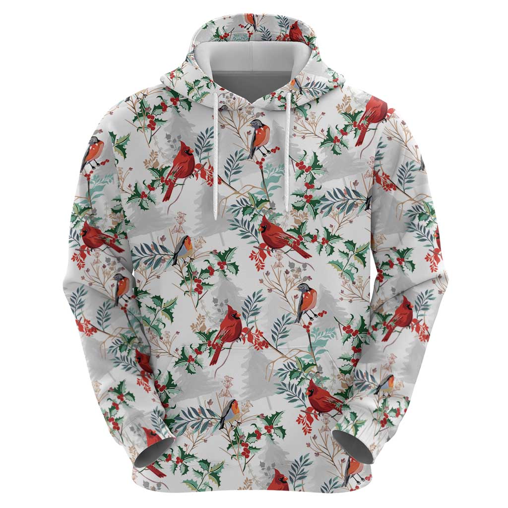 Cardinal Christmas White Hoodie Xmas Pattern - Wonder Print Shop
