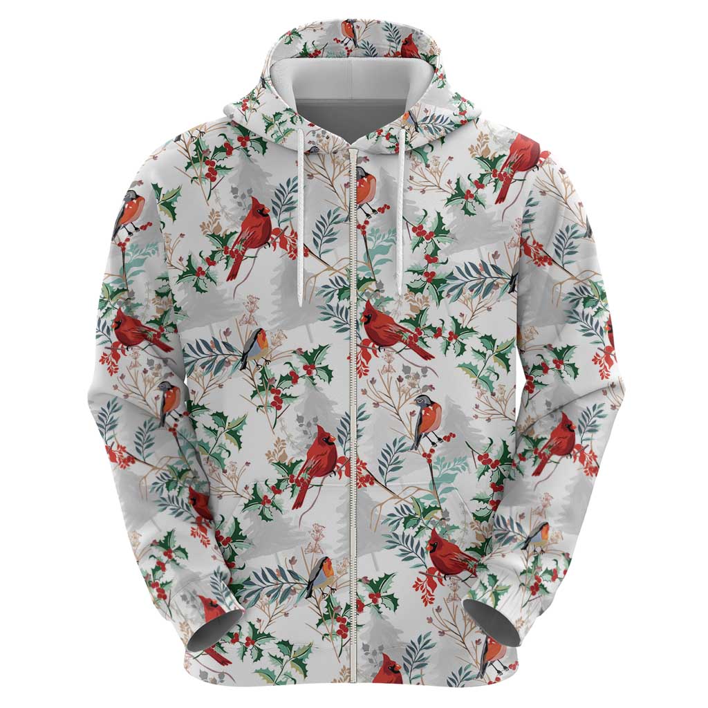 Cardinal Christmas White Hoodie Xmas Pattern - Wonder Print Shop