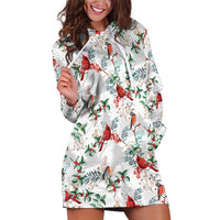 Cardinal Christmas White Hoodie Dress Xmas Pattern - Wonder Print Shop