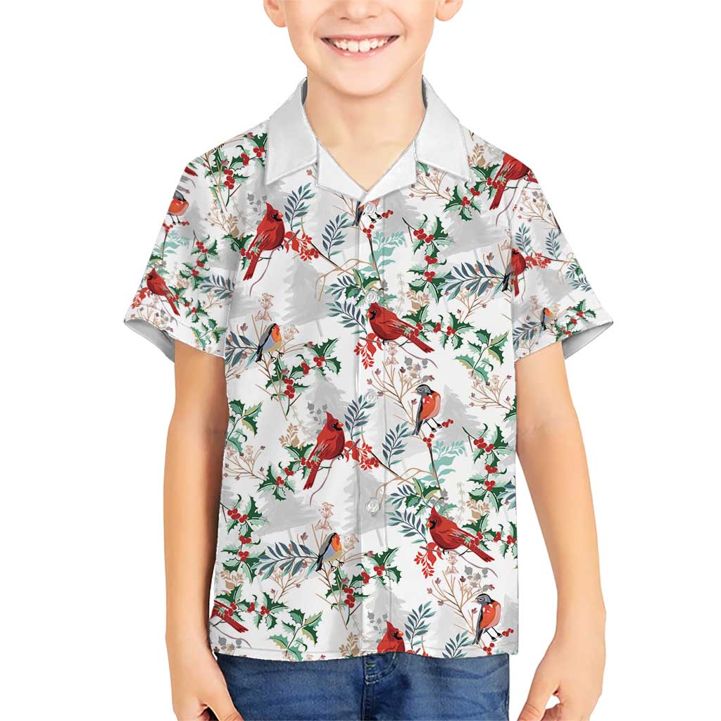 Cardinal Christmas White Kid Hawaiian Shirt Xmas Pattern - Wonder Print Shop
