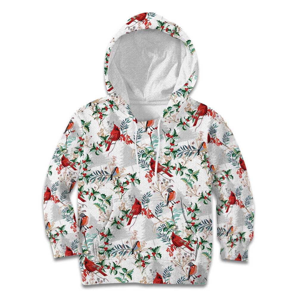 Cardinal Christmas White Kid Hoodie Xmas Pattern - Wonder Print Shop