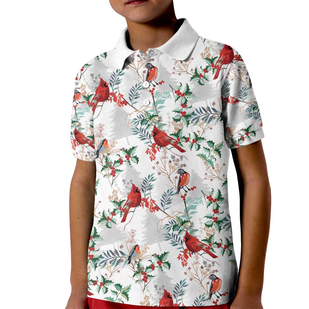 Cardinal Christmas White Kid Polo Shirt Xmas Pattern - Wonder Print Shop