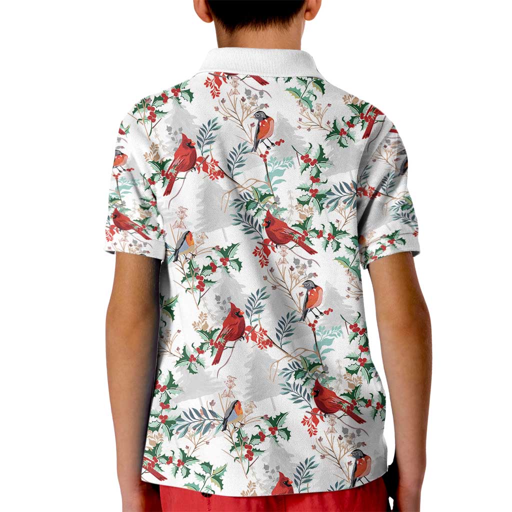 Cardinal Christmas White Kid Polo Shirt Xmas Pattern - Wonder Print Shop