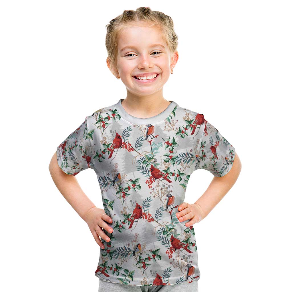 Cardinal Christmas White Kid T Shirt Xmas Pattern - Wonder Print Shop