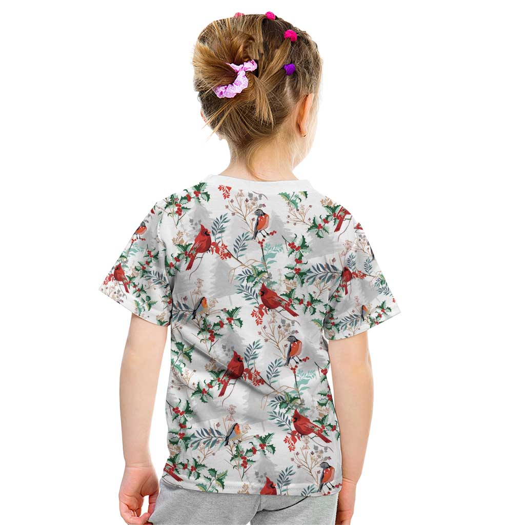 Cardinal Christmas White Kid T Shirt Xmas Pattern - Wonder Print Shop