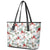 Cardinal Christmas White Leather Tote Bag Xmas Pattern - Wonder Print Shop