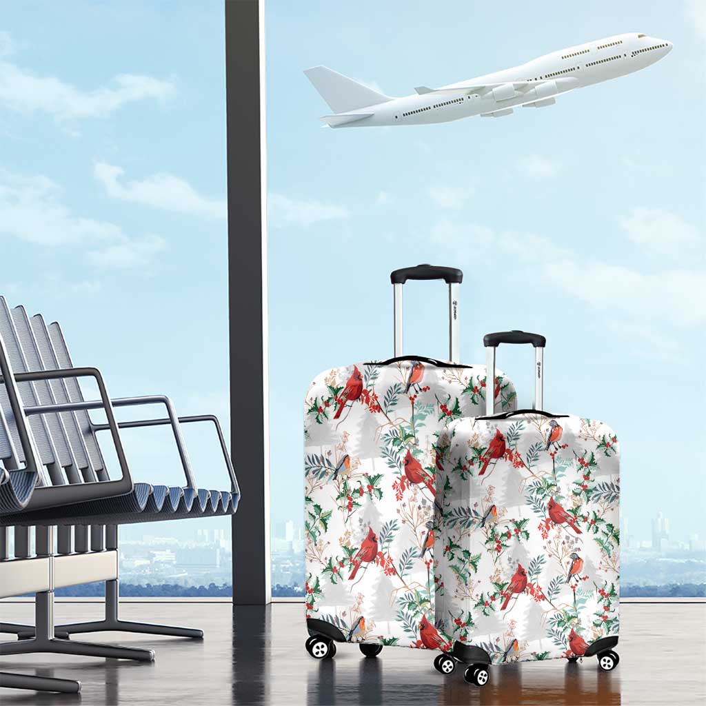 Cardinal Christmas White Luggage Cover Xmas Pattern - Wonder Print Shop