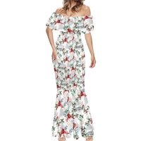 Cardinal Christmas White Mermaid Dress Xmas Pattern - Wonder Print Shop