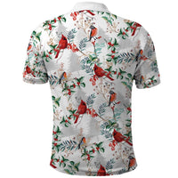 Cardinal Christmas White Polo Shirt Xmas Pattern - Wonder Print Shop