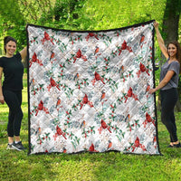 Cardinal Christmas White Quilt Xmas Pattern - Wonder Print Shop