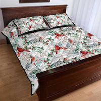 Cardinal Christmas White Quilt Bed Set Xmas Pattern - Wonder Print Shop