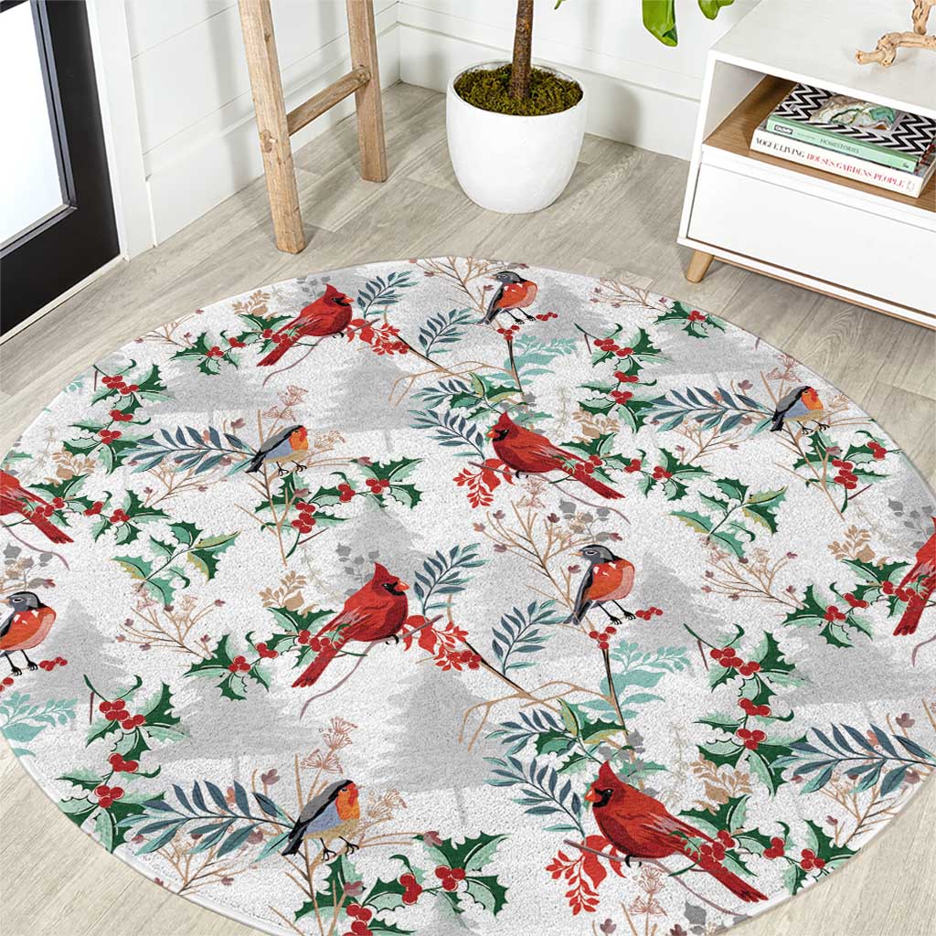 Cardical Christmas White Round Carpet Xmas Pattern