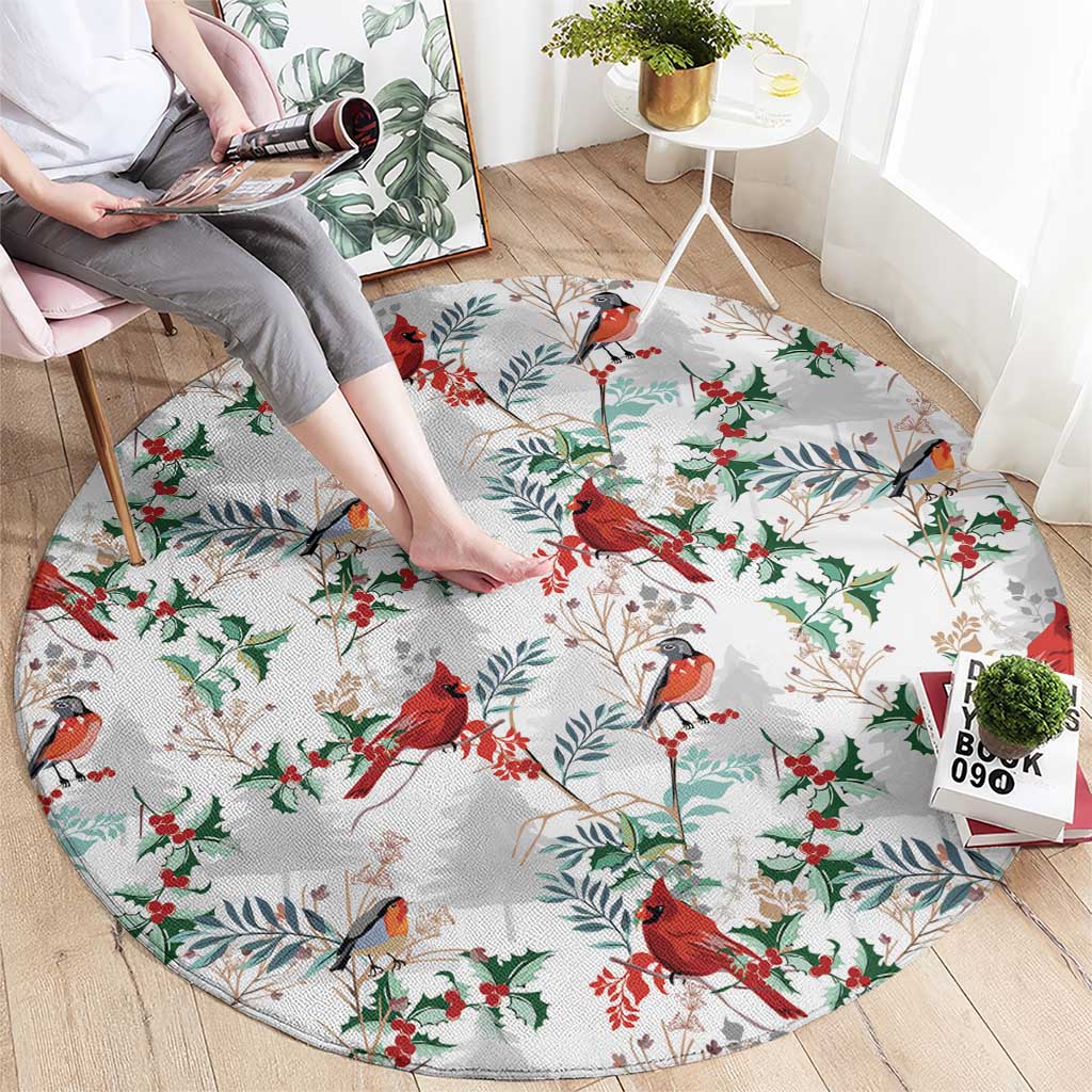 Cardical Christmas White Round Carpet Xmas Pattern