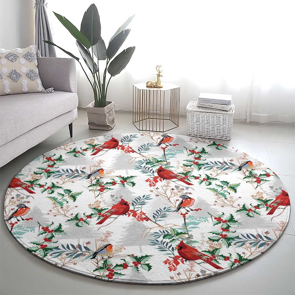 Cardical Christmas White Round Carpet Xmas Pattern