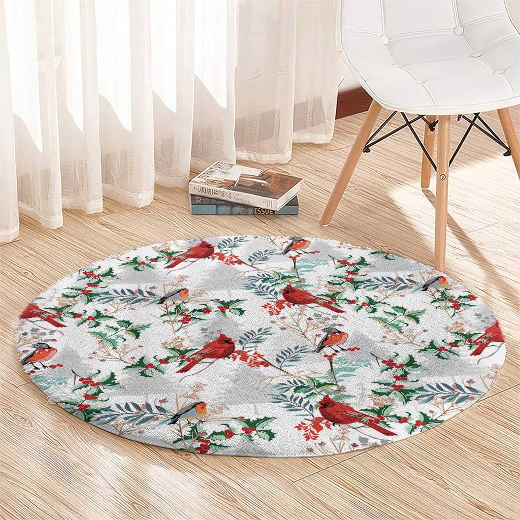 Cardical Christmas White Round Carpet Xmas Pattern