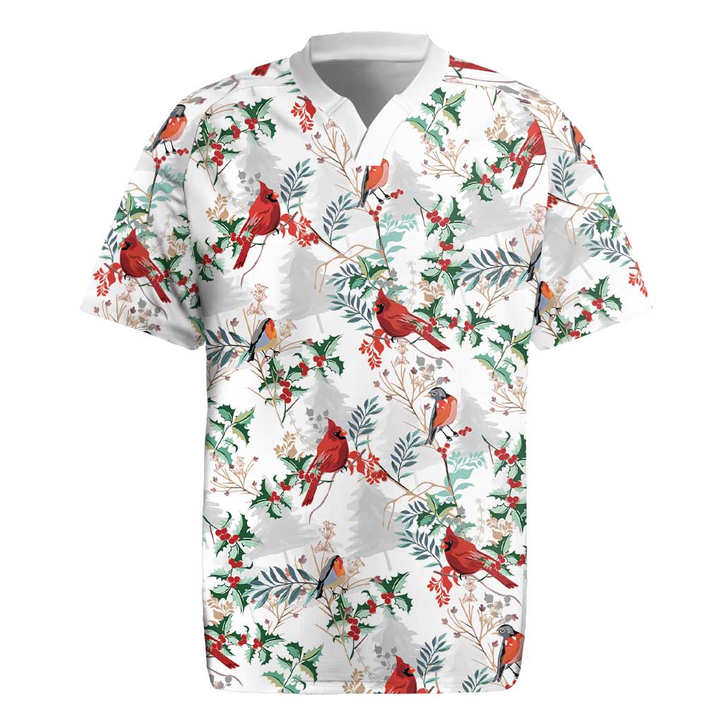 Cardinal Christmas White Rugby Jersey Xmas Pattern - Wonder Print Shop