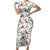 Cardinal Christmas White Short Sleeve Bodycon Dress Xmas Pattern - Wonder Print Shop